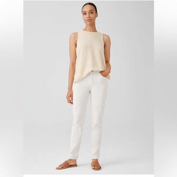 NWT Eileen Fisher Organic Cotton Stretch Denim Slim Jean Size 2 Unnat Hi Rise